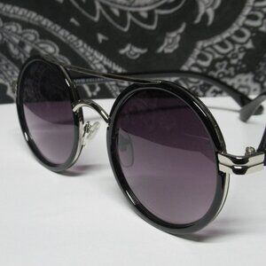 NYS Collection Black Retro Lennon Sunglasses